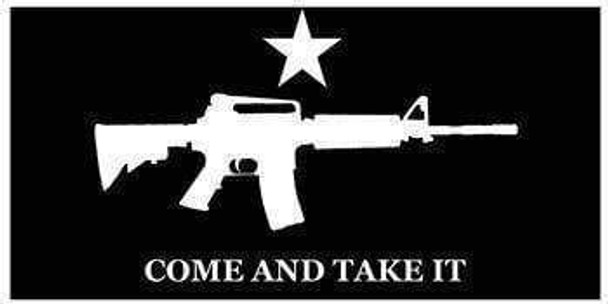 M4 Come and Take It Black Tactical License Plate