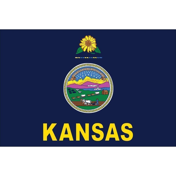 Kansas 12 x 18 Inch Nylon Dyed Flag (USA Made)