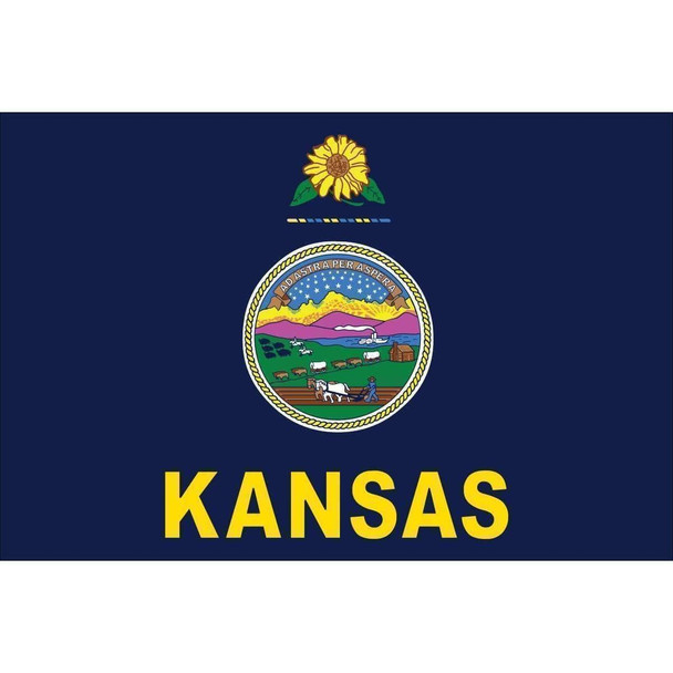 Kansas 3 x 5 Nylon Dyed Flag (USA Made)