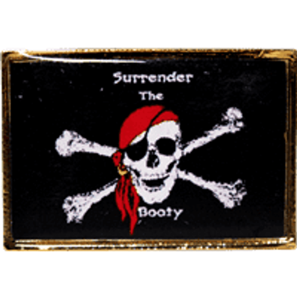 Jolly Roger Surrender the Booty Lapel Pin