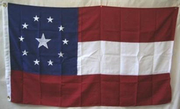Confederate 11 Stars and Bars Stars in the Middle Nylon Embroidered Flag 3 x 5 ft.