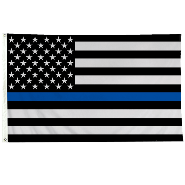 USA Police Flag with Thin Blue Line Rough Tex