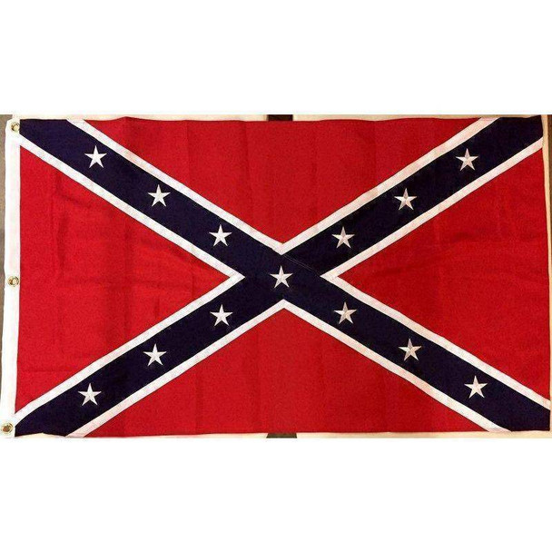 Rebel Double Nylon Embroidered Flag with Sleeve 3 x 5 ft.