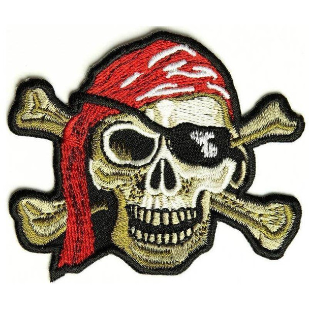 Pirate Skull Patch Red Hat - Eye Patch - 2 x 3 inch