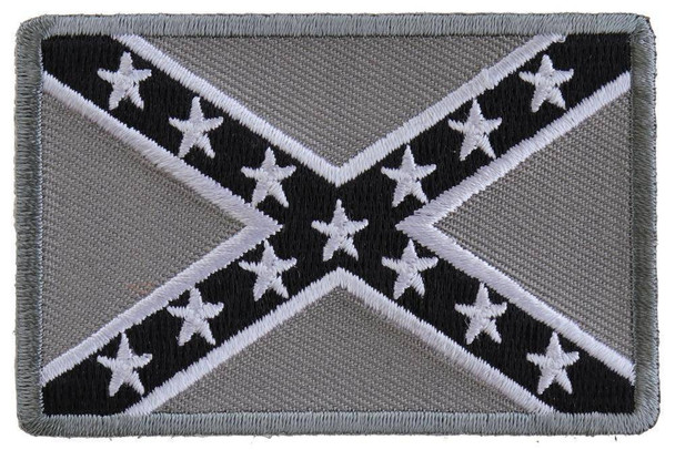 Rebel Flag Subdued Patch -Grey - Confederate Battle Flag Patch - 2 x 3 inch