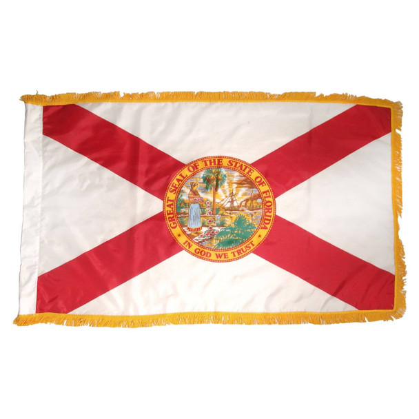 Florida Flag - Indoor sleeve hem with Fringe - All Sizes - Nylon Dyed Made in USA
