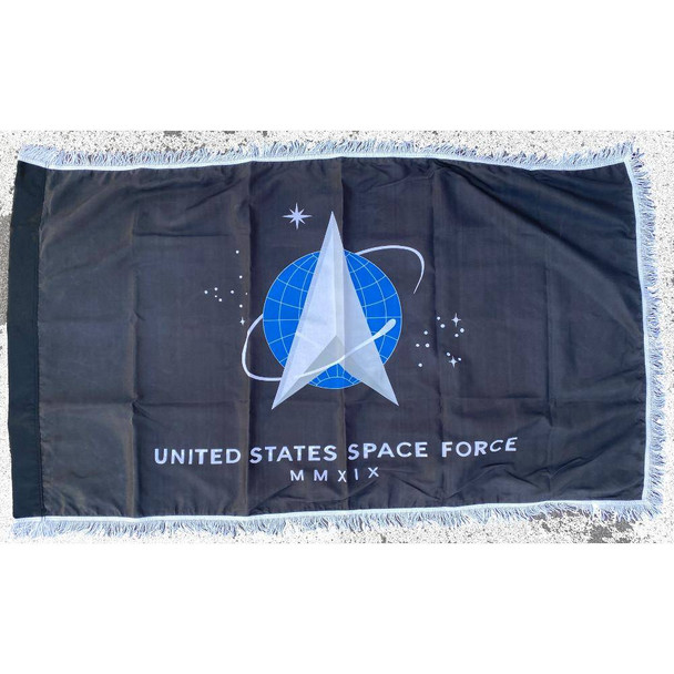 US Space Force Flag with Fringe Black Printed USA Made