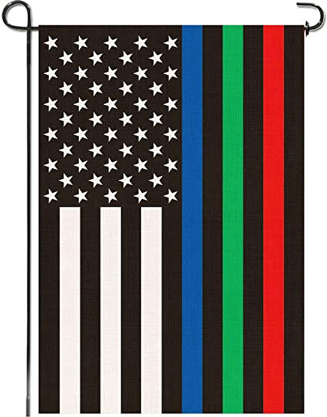 12x18 inch USA Thin Red Blue Green Line Garden Pole Hem Flag - Rough Tex