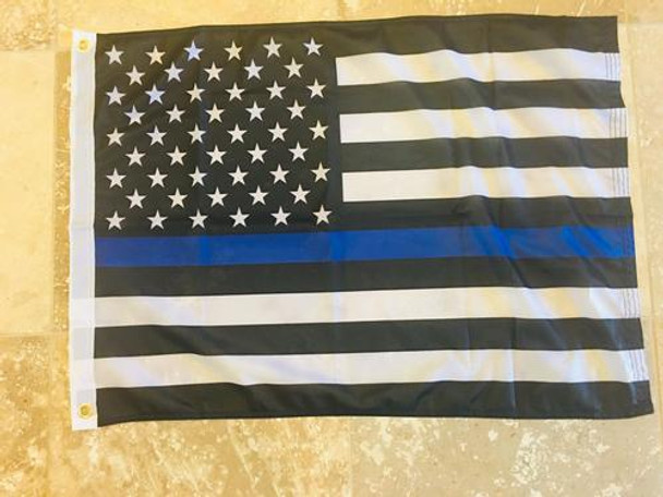 USA Thin Blue Line - 12 x18 inch Double Knitted Nylon