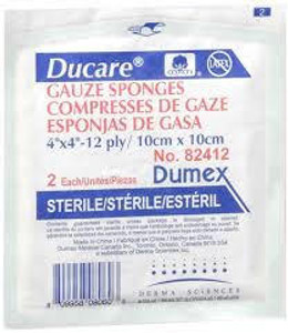 Derma Science Ducare Woven Gauze Sponge 4In X 4In, 12Ply, Sterile 