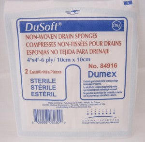 Derma Science Tracheotomy/Drain Sponge Non-Woven 4" X 4",6Ply 
