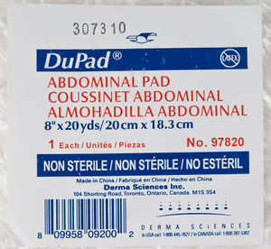 Derma Science Dupad Abdominal Pad 8In X 20Yds, Non-Sterile 