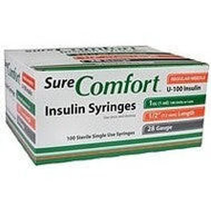 Allison Medical Sure Comfort Insulin Syringe, 29G, 1/2In (12Mm), 1Cc (Unit Blister Pack), Bx/100 Allison Medical Sure Comfort Insulin Syringe, 29G, 1/2In (12Mm), 1Cc (Unit Blister Pack), Bx/100
