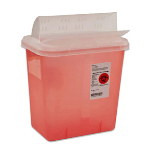 Covidien / Medtronic Sharpsafety Sharps Container, Horizontal Drop, Red, 2 Gallon Covidien / Medtronic Sharpsafety Sharps Container, Horizontal Drop, Red, 2 Gallon