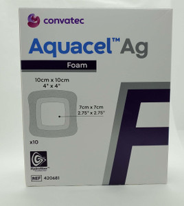 Convatec Aquacel Ag Foam 10Cmx10Cm(4"X4") Sterile  Convatec Aquacel Ag Foam 10Cmx10Cm(4"X4") Sterile