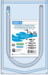 Urocare Clear Vinyl 18" Extension Tubing W/ Graduated Adapter And Cap  Latex-Free  Urocare Clear Vinyl 18" Extension Tubing W/ Graduated Adapter And Cap  Latex-Free