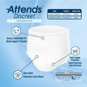 Attends Discreet Men'S Underwear, Small/Medium Attends Discreet Men'S Underwear, Small/Medium