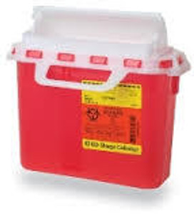 Becton Dickinson Patient Room Sharps Container, 5.4Qt, Red 