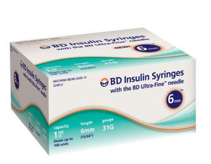 Becton Dickinson Insulin Syringe 1Ml, 31G X 6Mm Needle Becton Dickinson Insulin Syringe 1Ml, 31G X 6Mm Needle