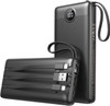 VEEKTOMX Power Bank with Built-in Cables, 20000mAh USB C Portable Charger with 5 Outputs & 2 Inputs and LED Display, External Battery Bank for iPhone 14 13 12/ iPad/Samsung S22/21/20 (20000mAh-Black)