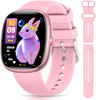 TotsyFun Children's Smartwatch for Boys and Girls, IP68 Waterproof Fitness Activity Tracker Watch, Heart Rate, Sleep Monitor, Pedometer, Alarm Clock, Children's Gifts for Teenagers from 5 Years, Pink