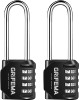 GRIFEMA 2 Pack Combination Lock 4 Digit with Long Shackle - Padlock Weatherproof Frost-Proof Lock with Combination Code Zinc Alloy Robust, Safe, Locks for Locker, Garage, Gate, School, Suitcase