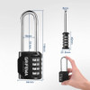 GRIFEMA 2 Pack Combination Lock 4 Digit with Long Shackle - Padlock Weatherproof Frost-Proof Lock with Combination Code Zinc Alloy Robust, Safe, Locks for Locker, Garage, Gate, School, Suitcase