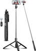 SelfieShow 180 cm Mobile Phone Tripod Stand & Selfie Stick, Universal Phone Holder with Wireless Remote, Black, Compatible with iPhone, Samsung, Huawei & More, Stainless Steel, Cell Phone Tripod
