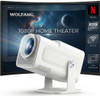 WOLFANG 4K Mini Projector【Built-in Apps/Official Netflix】, 26000 Lumen WiFi 6 Portable Projector with 50% Zoom, 180° Rotatable Smart Home Projector Compatible with TV Stick/iOS/Android/PC/PS5/HDMI/AV