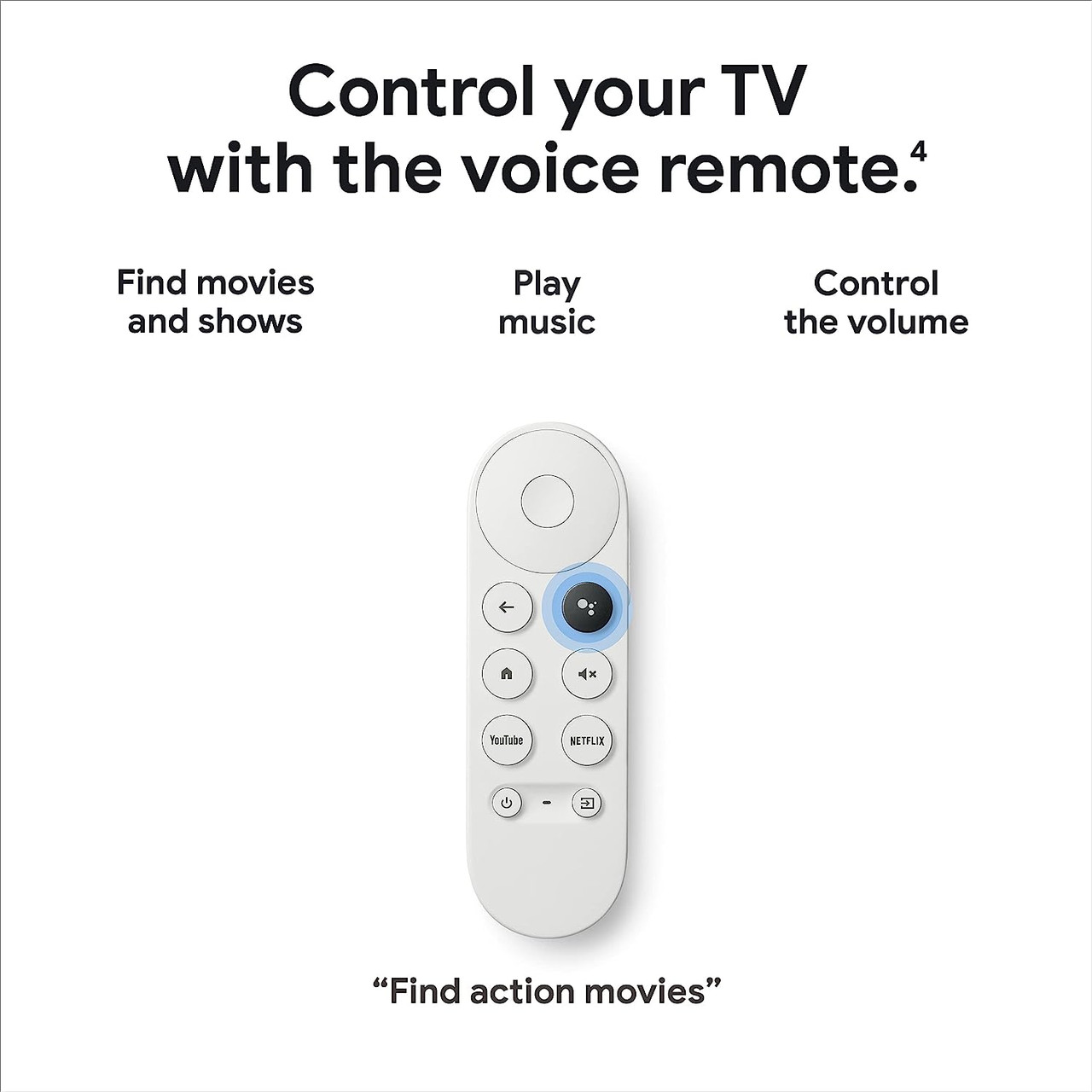 Replacement Remote Control for Google Chromecast with Google TV  (4K)-Streaming Stick Entertainment with Voice Search-Snow (Remote Control  Only)