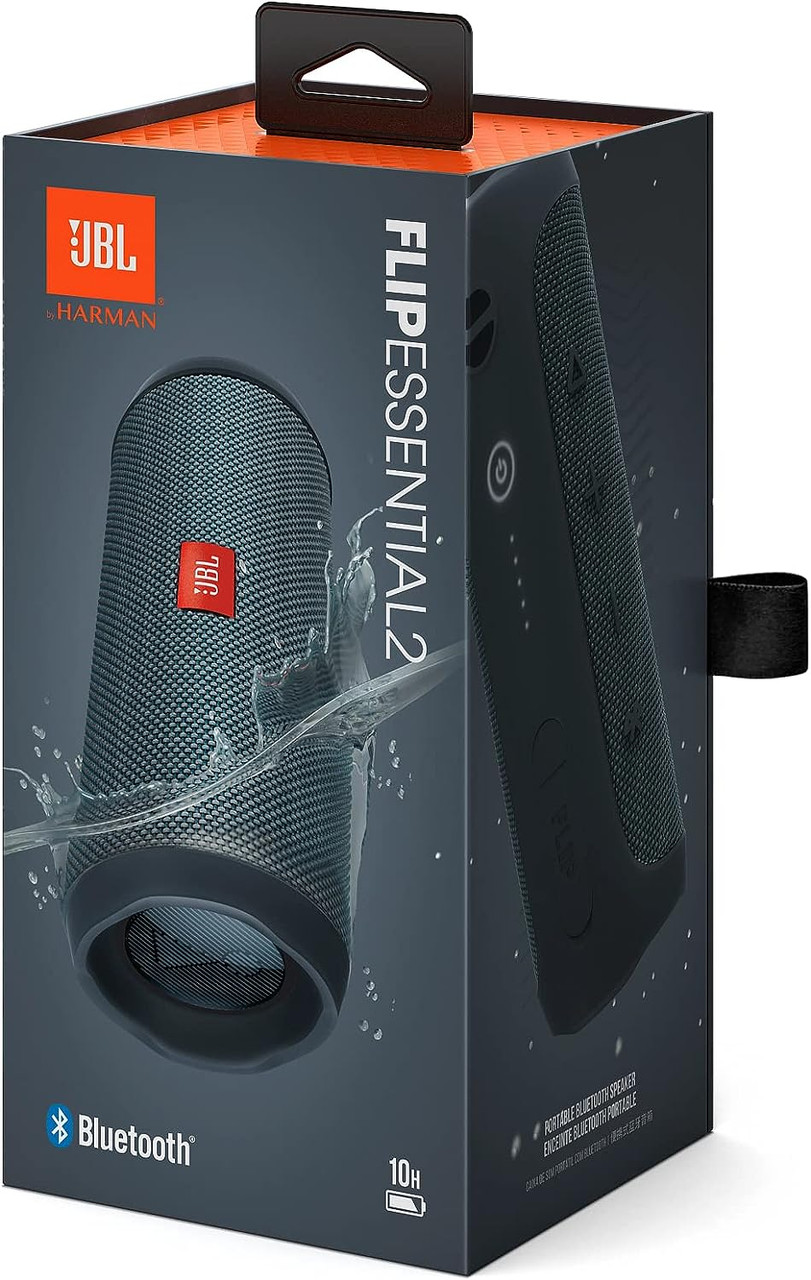 JBL Flip Essential 2 Portable Bluetooth Speaker with Rechargeable Battery,  IPX7 Waterproof, 10h Battery Life, Black