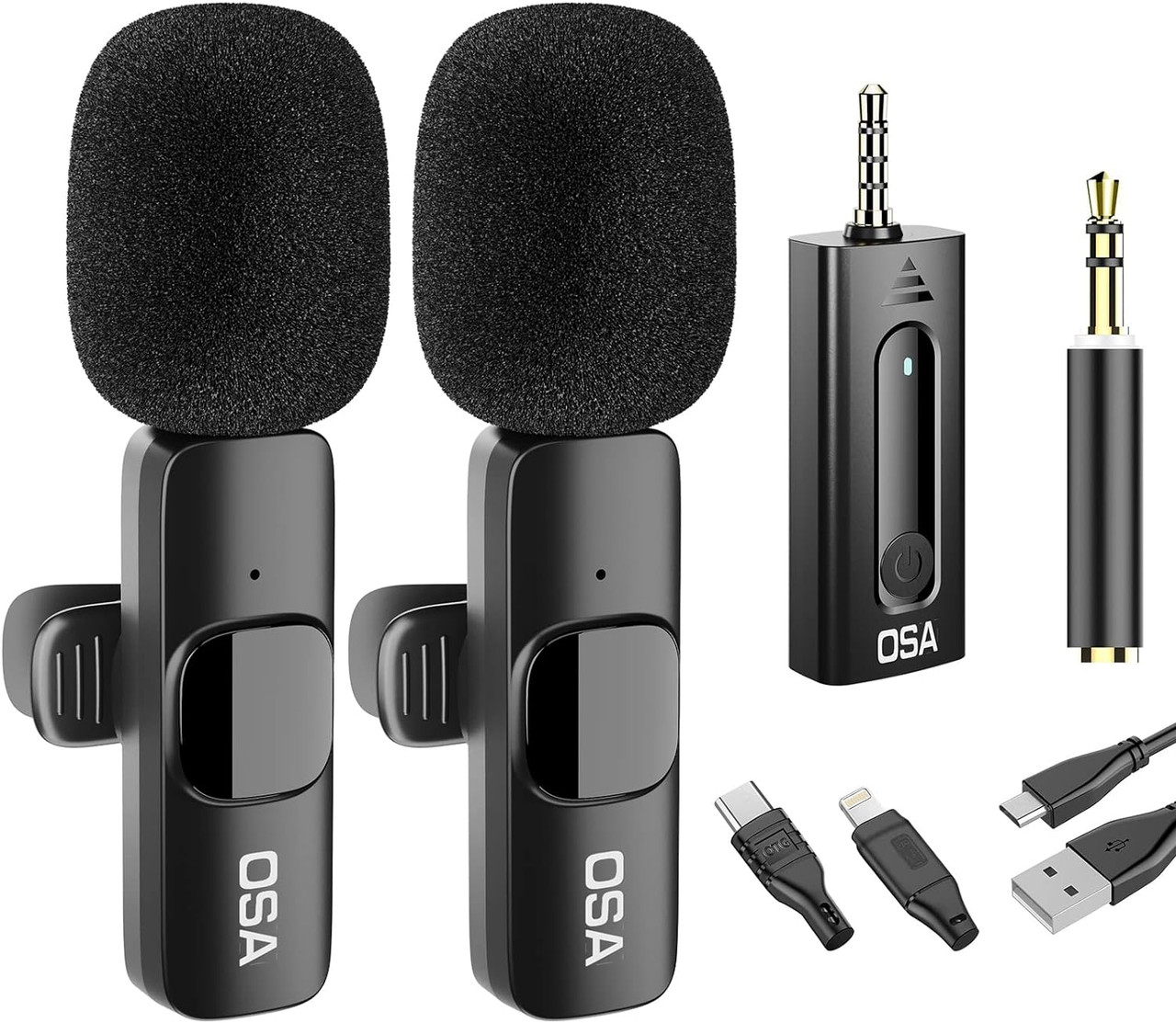 OSA Wireless Lavalier Microphone, wireless Microphone for iPhone, Android  Phone, Camera, Clip-on Plug & Play