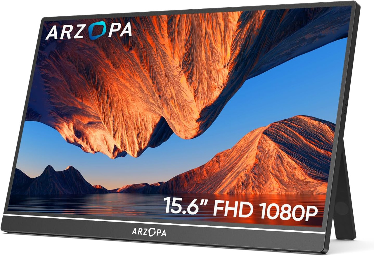 ARZOPA Portable Monitor, 15.6 Inch 1080 FHD Portable Monitor with