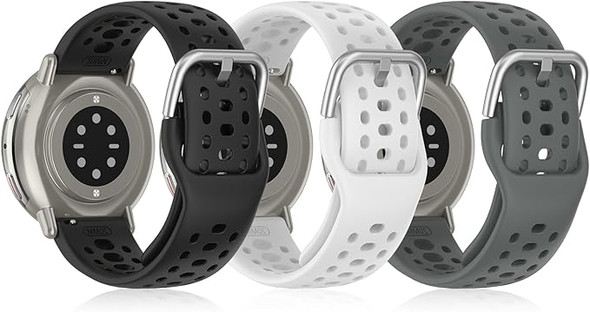 DHWGang 3 Pieces Straps Compatible with Amazfit Active2/Active/GTS4/GTS3/GTS2 Watch Bracelets, Silicone Wristbands, Breathable, Soft and Comfortable, Sports Replacement for Men and Women