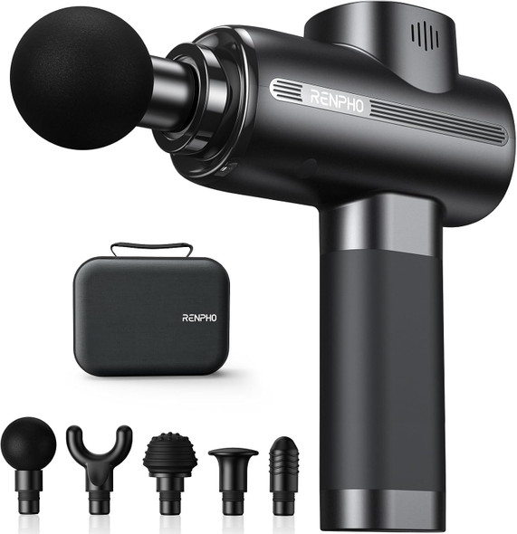 RENPHO Massage Gun Deep Tissue, Muscle Massage Gun 3200 RPM Motor Massager with Type-C Charging and Portable Case, for Home Office Workout Full Body Muscle Massage Relax, Black
