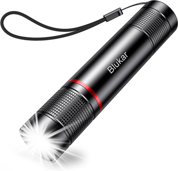 Blukar Rechargeable LED Flashlight 2 Colour Temperature, Super Bright Powerful Torch, 10 Modes, Zoomable, Memory Function, Waterproof Flashlight for Camping/Emergency/Power Outage [Energy Class A+++]