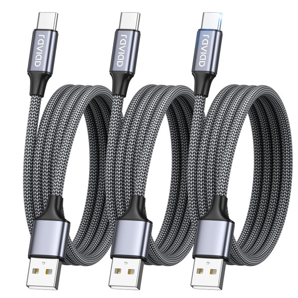 RAVIAD USB C Cable 3.1A Charging Cable USB C Fast Charging Cable USB C Nylon USB C Charging Cable for iPhone 17 16 15 Pro Max Plus, Pad Pro, Galaxy S25 S24 S23 Ultra, MacBook, Huawei P60 P50, Pixel 9