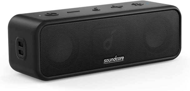 Soundcore Anker 3 Portable Bluetooth Speaker - Wireless, IPX7 Waterproof, 24H Playtime, Pure Titanium Diaphragm Drivers, PartyCast, BassUp, Custom EQ App - for Home, Outdoor, and Beach