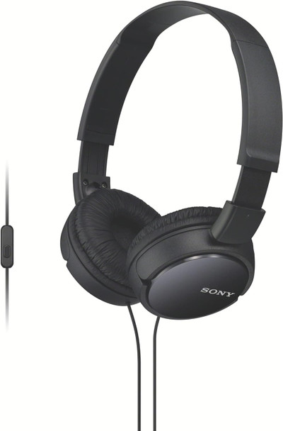 Sony ZX Series Wired On-Ear Headphones with Mic, Black MDR-ZX110AP