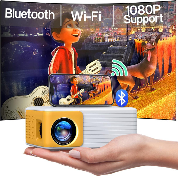 Mini Projector Bluetooth WiFi, Video Phone Projector Full HD 1080P, YOTON Portable Movie Projector for Home Theater, Compatible with PC, PS5, Tablet, Fire Stick, Projector for Phone iOS and Android