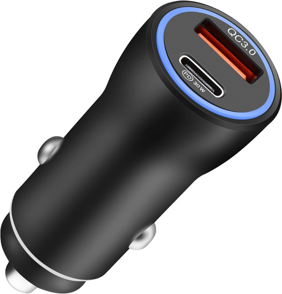 Hoppac USB Cigarette Lighter, PD&QC Car Charger, iPhone Car Charger PD 20W Fast Charging, QC 18W Fast USB Car Cigarette Lighter Charger, Mini Car Charger with iPhone 14/13/12/Samsung Galaxy