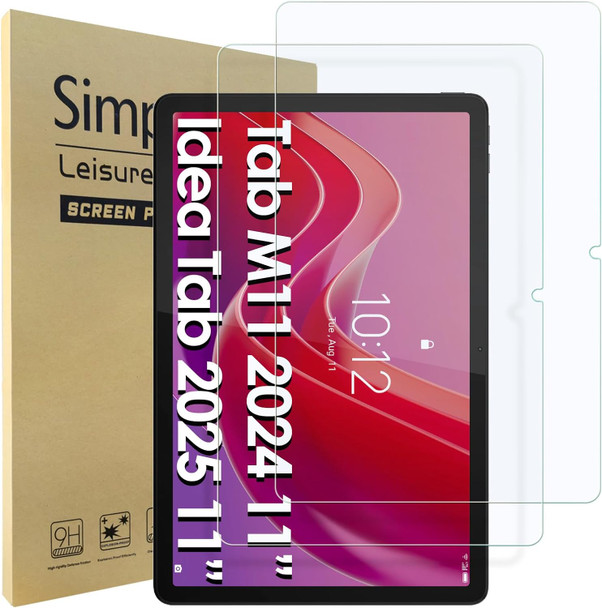 Simpeak 2 Pack Screen Protector Compatible with Lenovo Tab M11 2024 11"/ Lenovo Idea Tab 2025 11", Tempered Glass Compatible with Lenovo Idea Tab 11"/ Lenovo Tab M11 11", [9H Hardness]