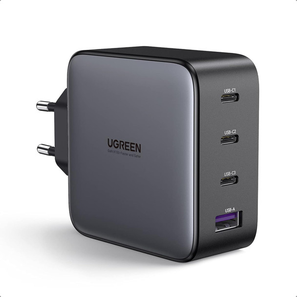UGREEN Nexode 100W USB C Fast Charger 4 Ports GaN Tech USB C Plug Compatible with iPhone 16 Plus Pro Max 15 14 13 12 11 Galaxy S24 S23 S22 A15 Pixel 9 8 7 iPad MacBook Air Pro M3 M2 M1