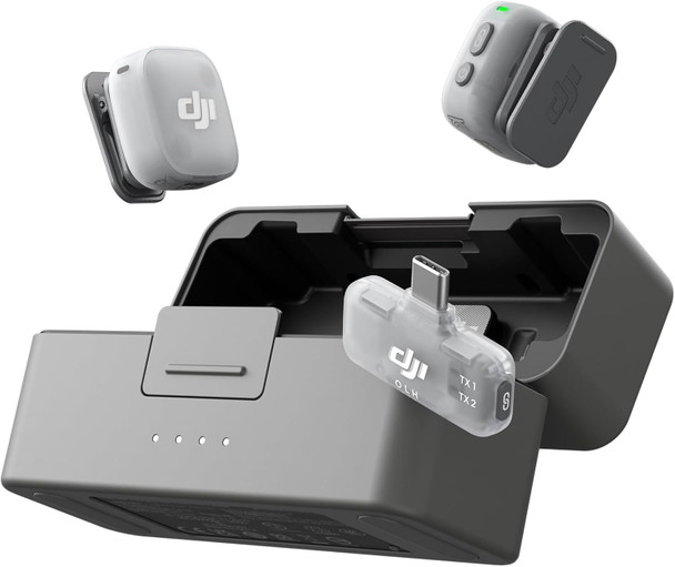 DJI Mic Mini 2 (2 TX + 1 Mobile RX + Charging Case), Lavalier Wireless Vlogging Mic for iPhone/Android/Camera, Bluetooth Microphone, Plug-And-Play, 90h Battery, Streaming, Noise Cancelling
