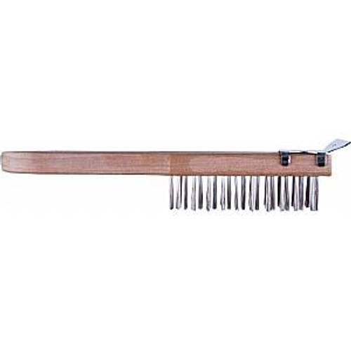 MERIT PRO 00404 11" 4 X 11 ROW TEMPERED STEEL WIRE BRUSH WITH SCRAPER