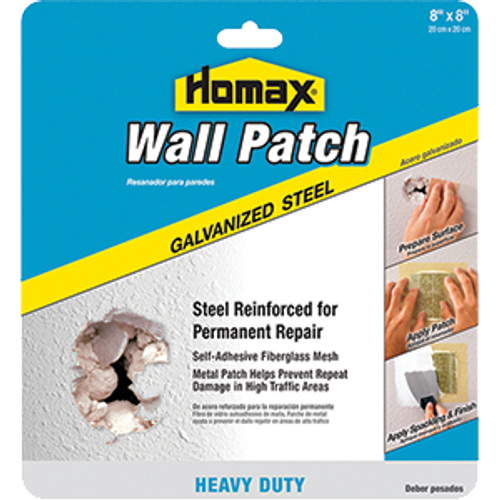 HOMAX 5508 8" X 8" METAL WALL PATCH WITH SELF ADHESIVE MESH