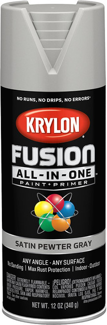 Krylon K02744007 12 oz. Satin Pewter Gray Fusion All-In-One Spray