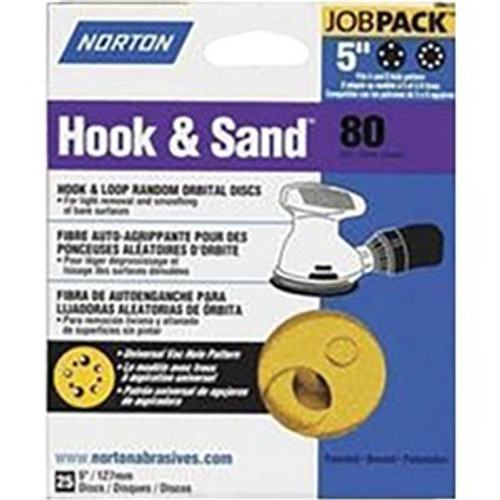 Norton 04062 5" P80 5 & 8 Hole Hook & Loop Disc 25Pk