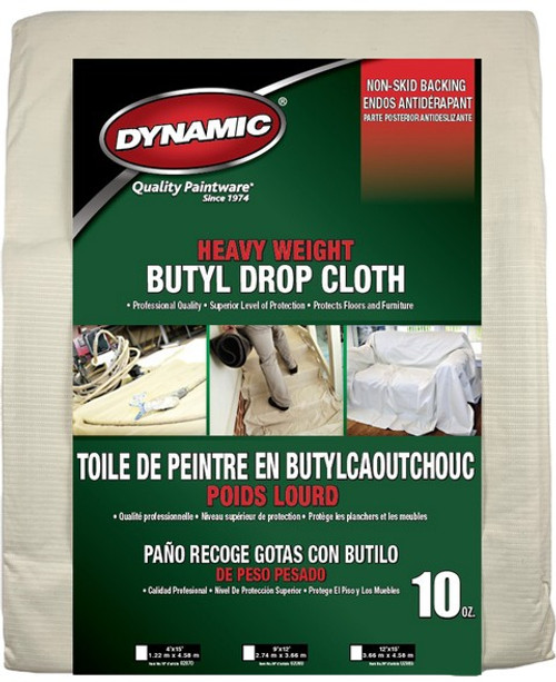 MERIT PRO 02080 9' X 12' 10OZ HEAVY WEIGHT BUTYL DROP CLOTH - 8ct. Case