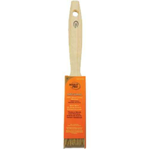 MERIT PRO 00356 1" 100% WHITE BRISTLE BEAVERTAIL HANDLE BRUSH